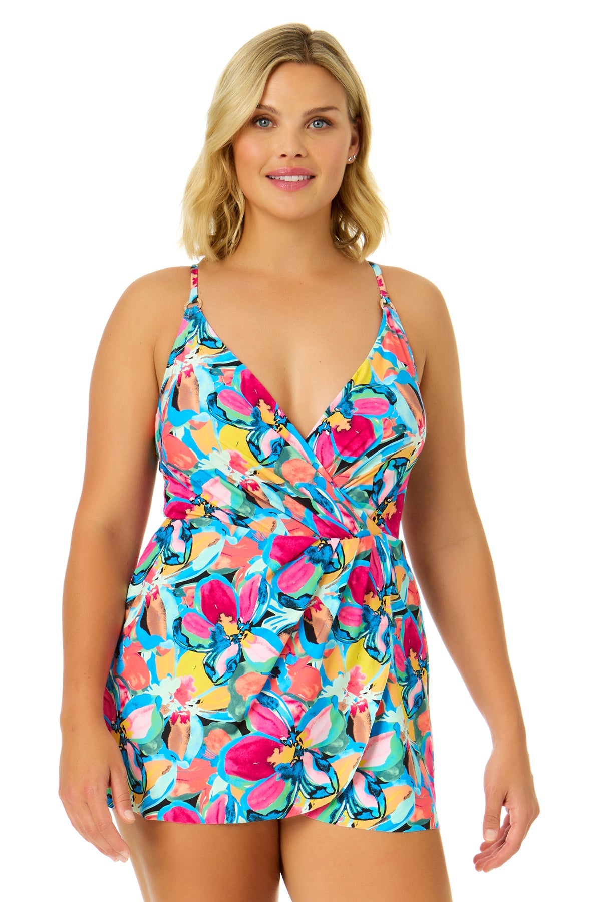 Women's Amalfi Floral Swim Dress With Skirted Bottom Women's Amalfi Floral Swim Dress With Skirted Bottom