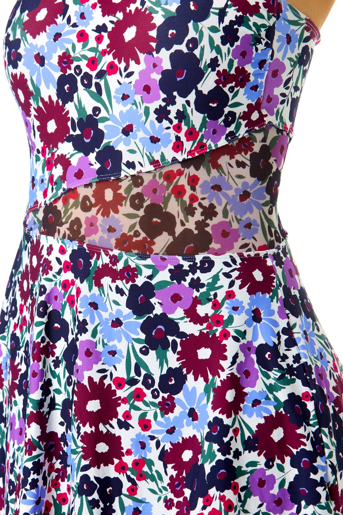 Women's Meadow Bouquet Strapless Mesh Insert Swim Dress