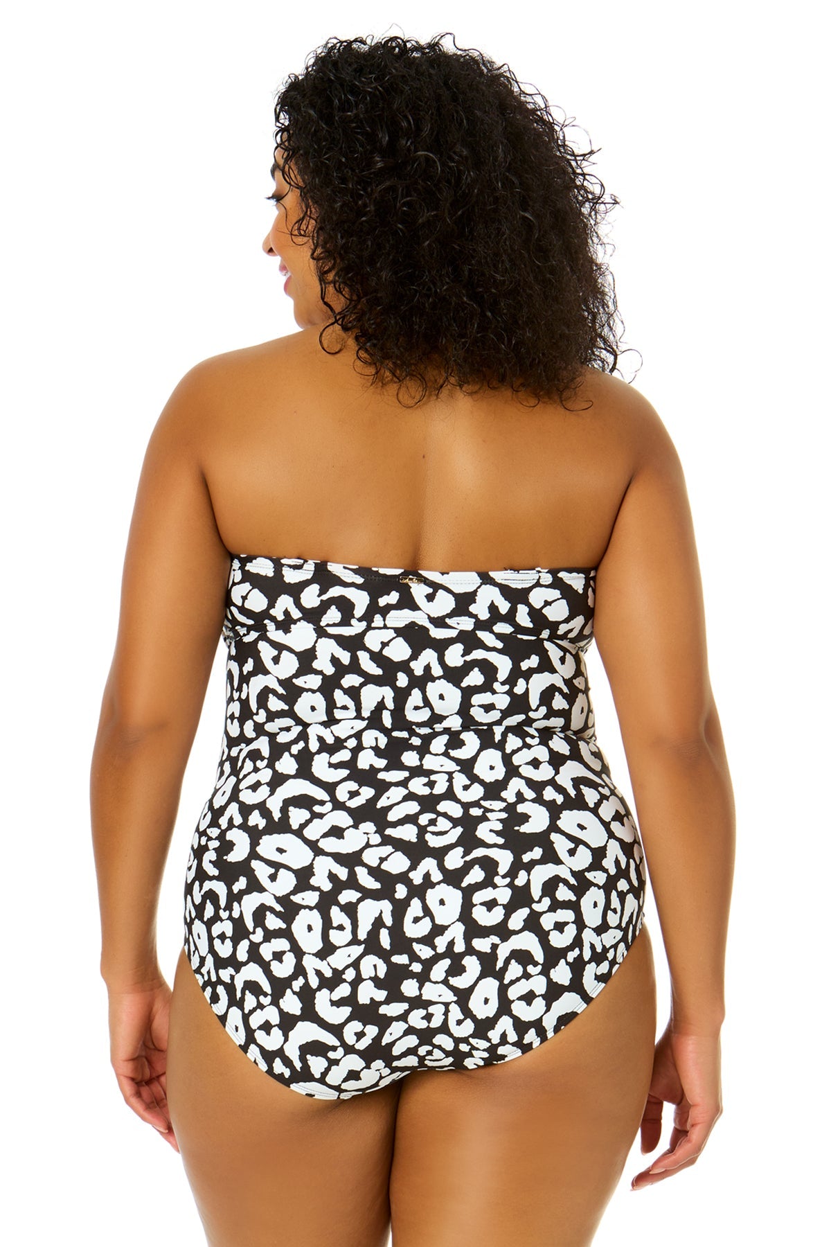 Women's Plus Size Wild Cat Twist Front Shirred One Piece Swimsuit