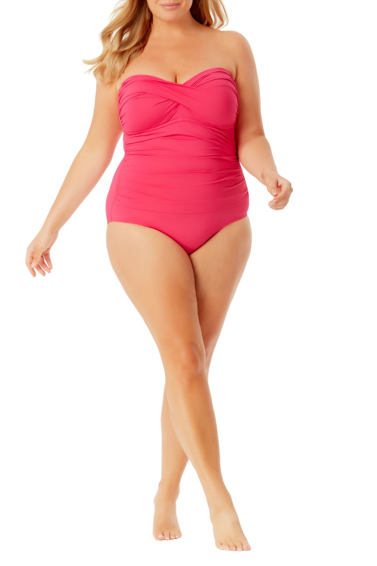 Anne Cole Plus - Twist Front Shirred One Piece