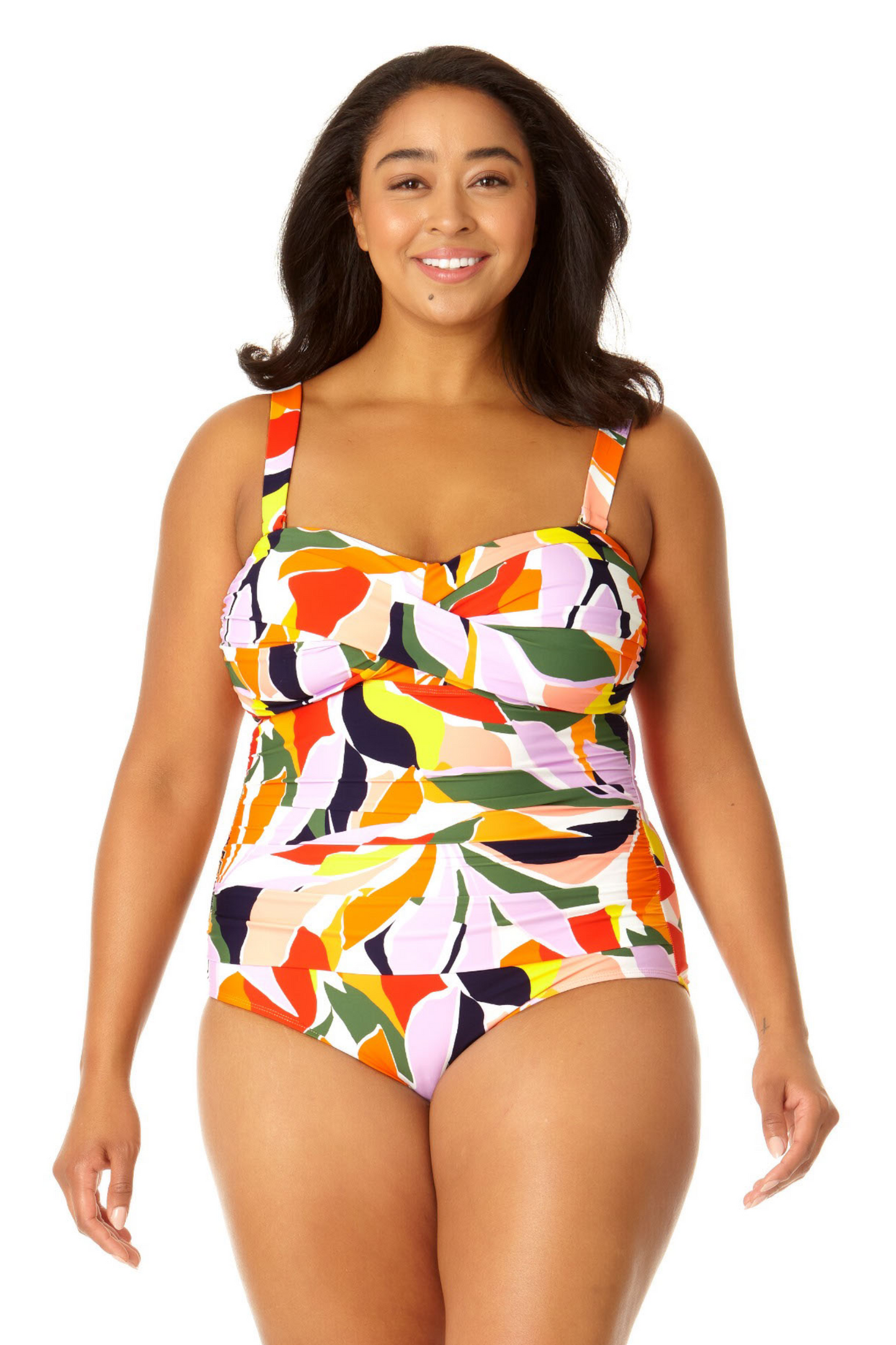 Anne Cole Plus - Women's Twist Front Shirred One Piece Swimsuit