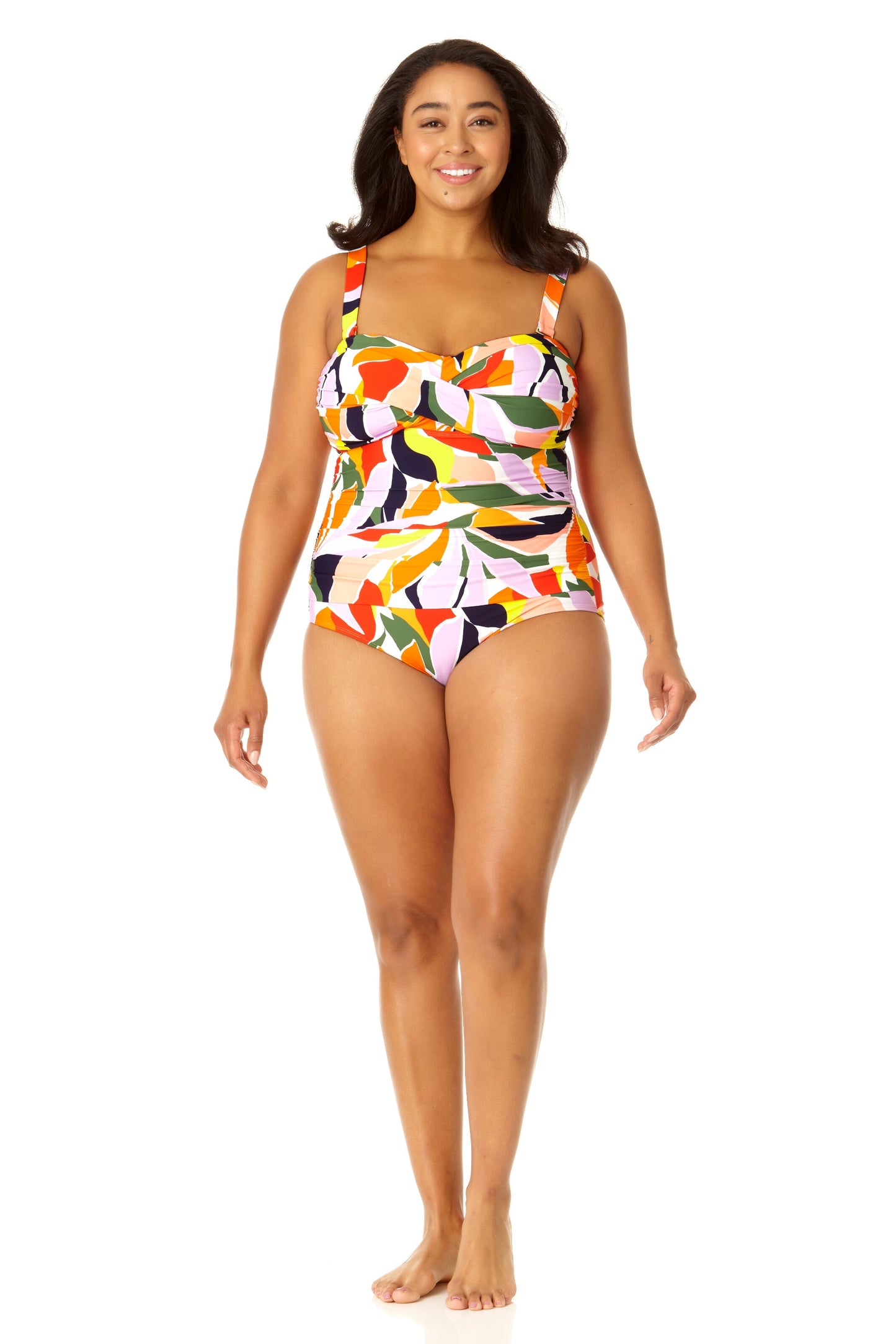 Anne Cole Plus - Women's Twist Front Shirred One Piece Swimsuit