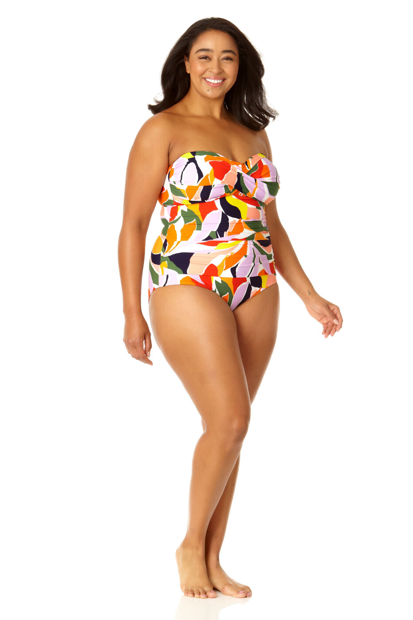 Anne Cole Plus - Women's Twist Front Shirred One Piece Swimsuit