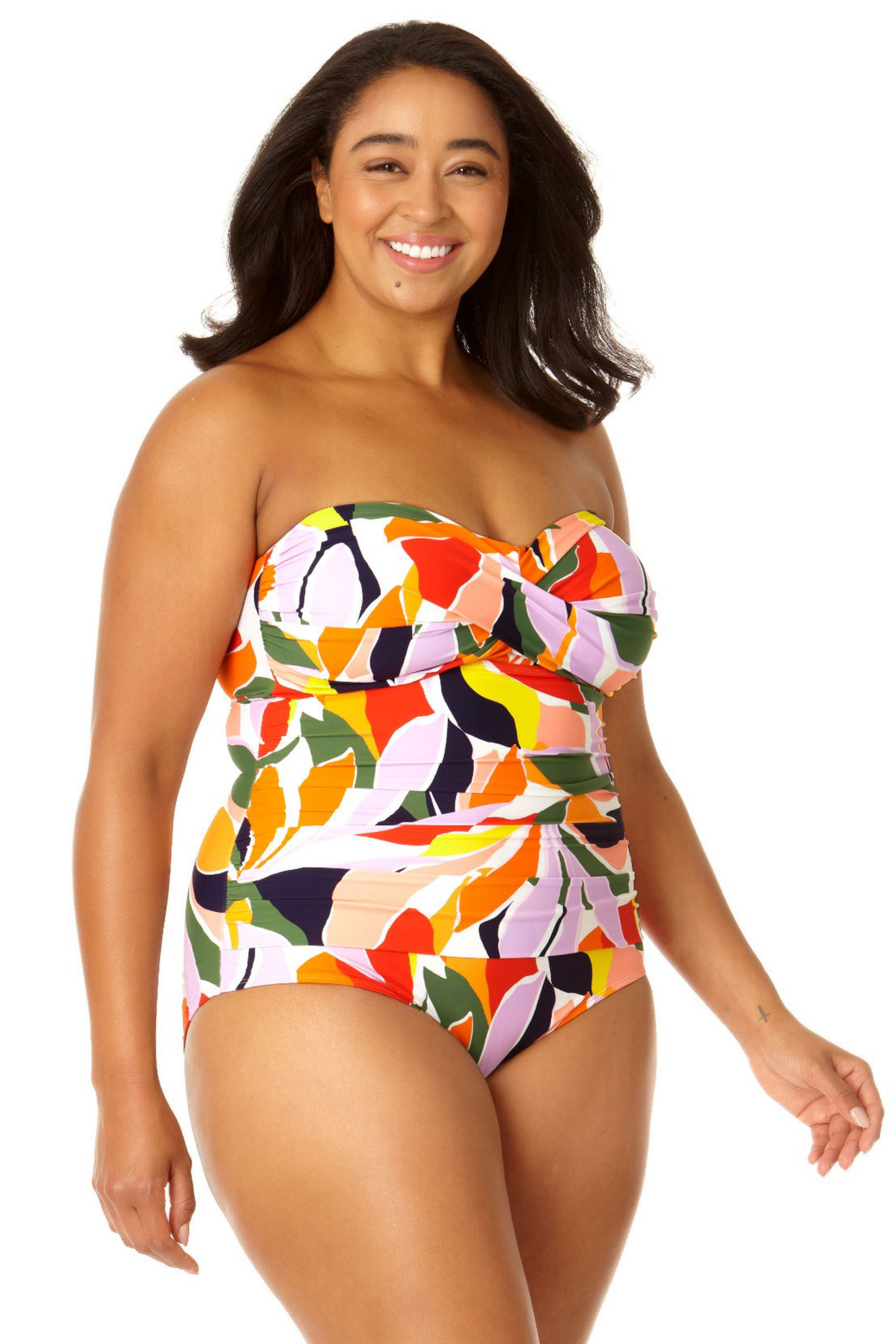 Anne Cole Plus - Women's Twist Front Shirred One Piece Swimsuit