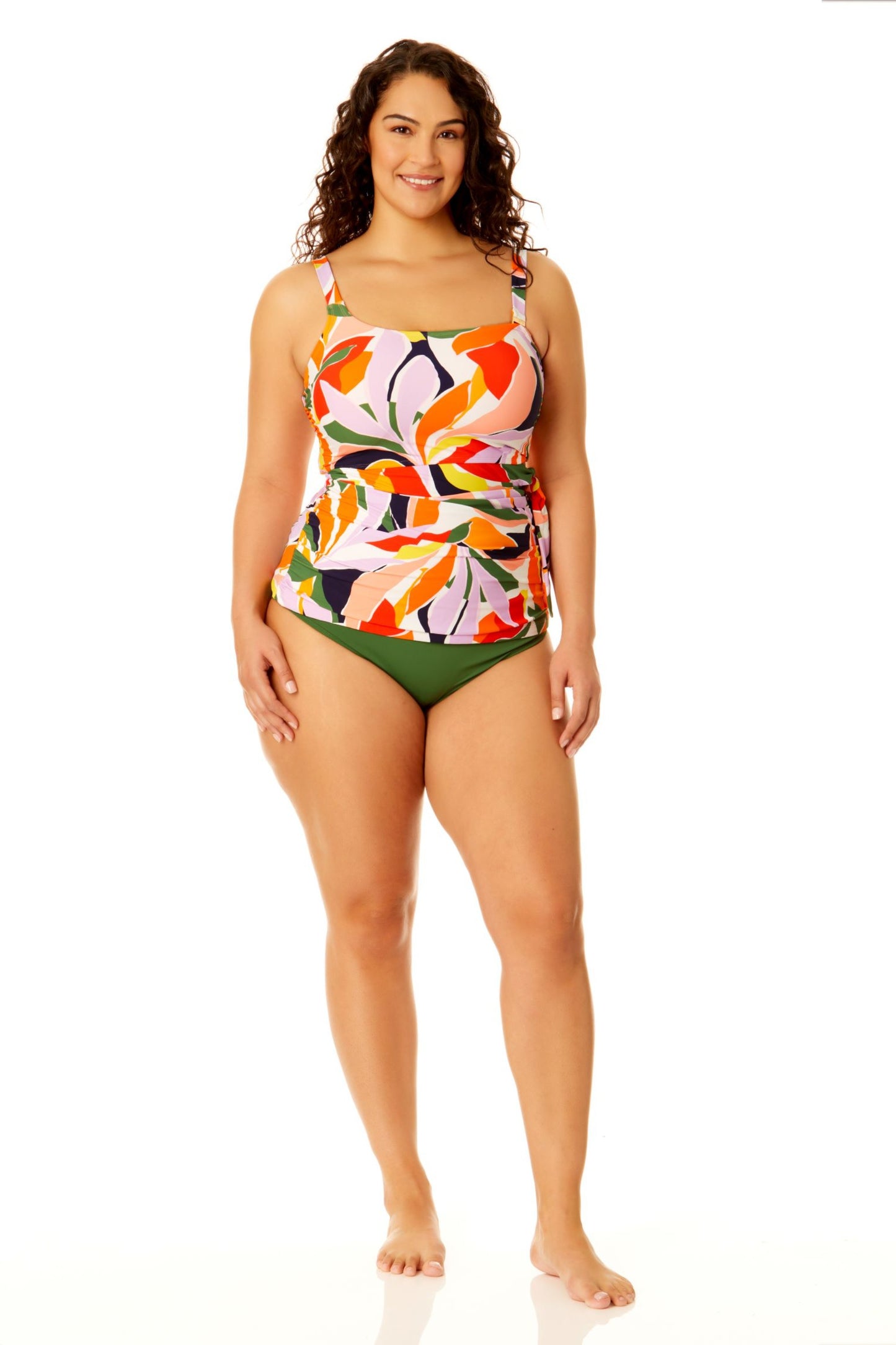 Anne Cole Plus - Women's Asymmetrical Side Tie Tankini Swim Top