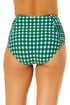 Women's Green Gingham Shirred High Waist Tummy Control Bikini Bottom