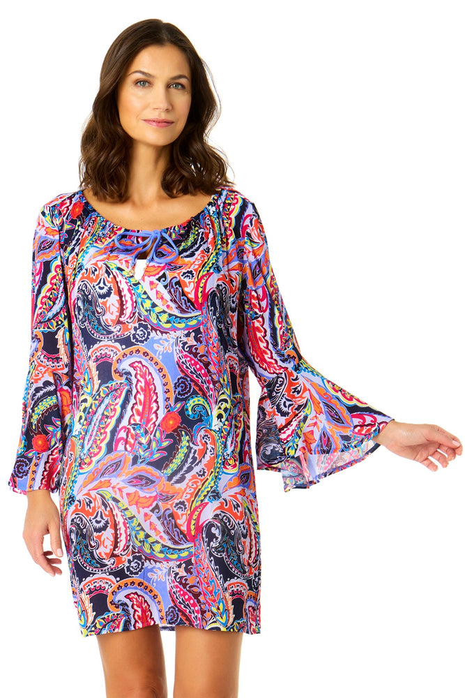 Women's Paisley Parade Bell Sleeve Tunic Swimsuit Cover Up