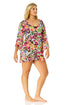 Women's Sun Blossom Flounce V Neck Tunic Swimsuit Cover Up