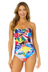 Women's Tropic Stamp Twist Front Shirred One Piece Swimsuit