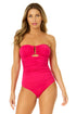 Women's Live In Color Strapless Bandeau Keyhole Shirred One Piece Swimsuit
