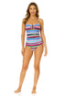Women's Easy Breezy Stripe Strapless Bandeau Keyhole Shirred One Piece Swimsuit