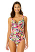 Women's Sun Blossom Retro Twist Front Shirred One Piece Swimsuit