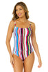 Women's Easy Breezy Stripe Shirred Lingerie Maillot One Piece Swimsuit