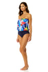 Women's Tropic Stamp Strapless Blouson Keyhole One Piece Swimsuit