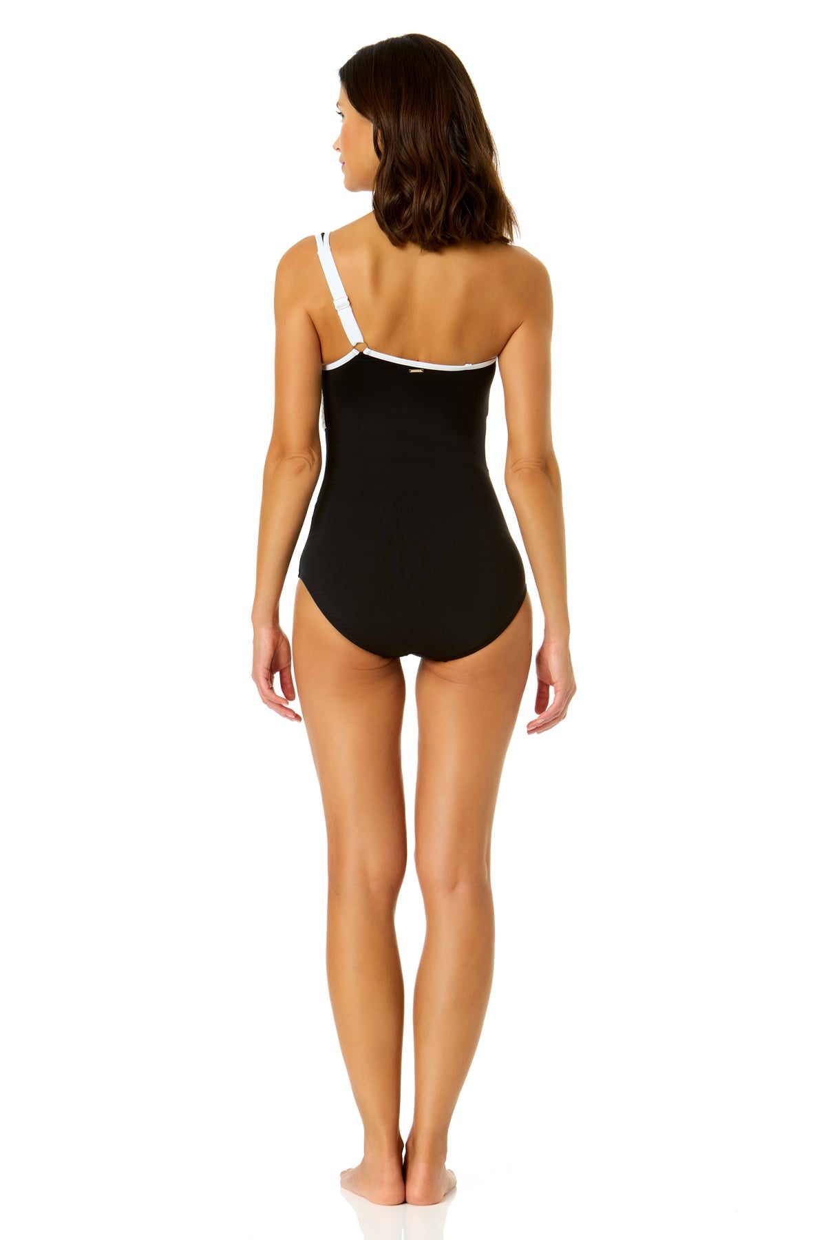 Women's Mesh Around Mesh Asymmetric Shirred One-Shoulder One Piece Swimsuit