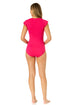Women's Live In Color Flutter Sleeve Zip Up Rash Guard One Piece Swimsuit