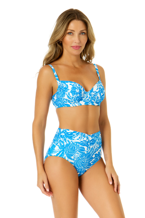 Women's Midnight Floral Shirred Underwire Bikini Top