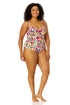 Women's Plus Size Sun Blossom Retro Twist Front Shirred One Piece Swimsuit