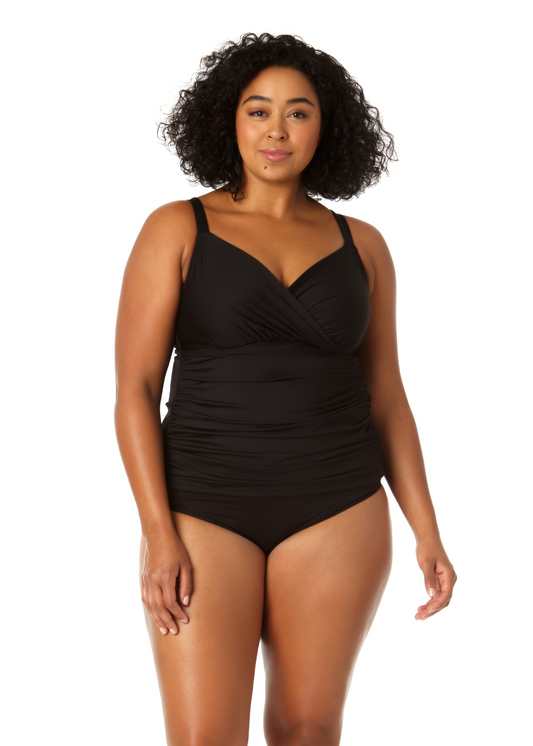 Women's Plus Size Live In Color Twist Front Underwire Tankini Swim Top
