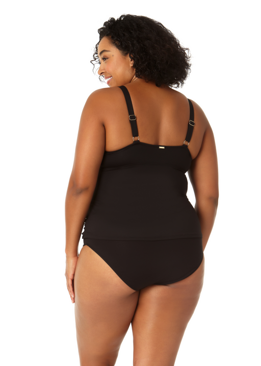 Women's Plus Size Live In Color Twist Front Underwire Tankini Swim Top