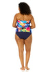 Women's Plus Size Tropic Stamp Twist Front Bandeaukini Swim Top