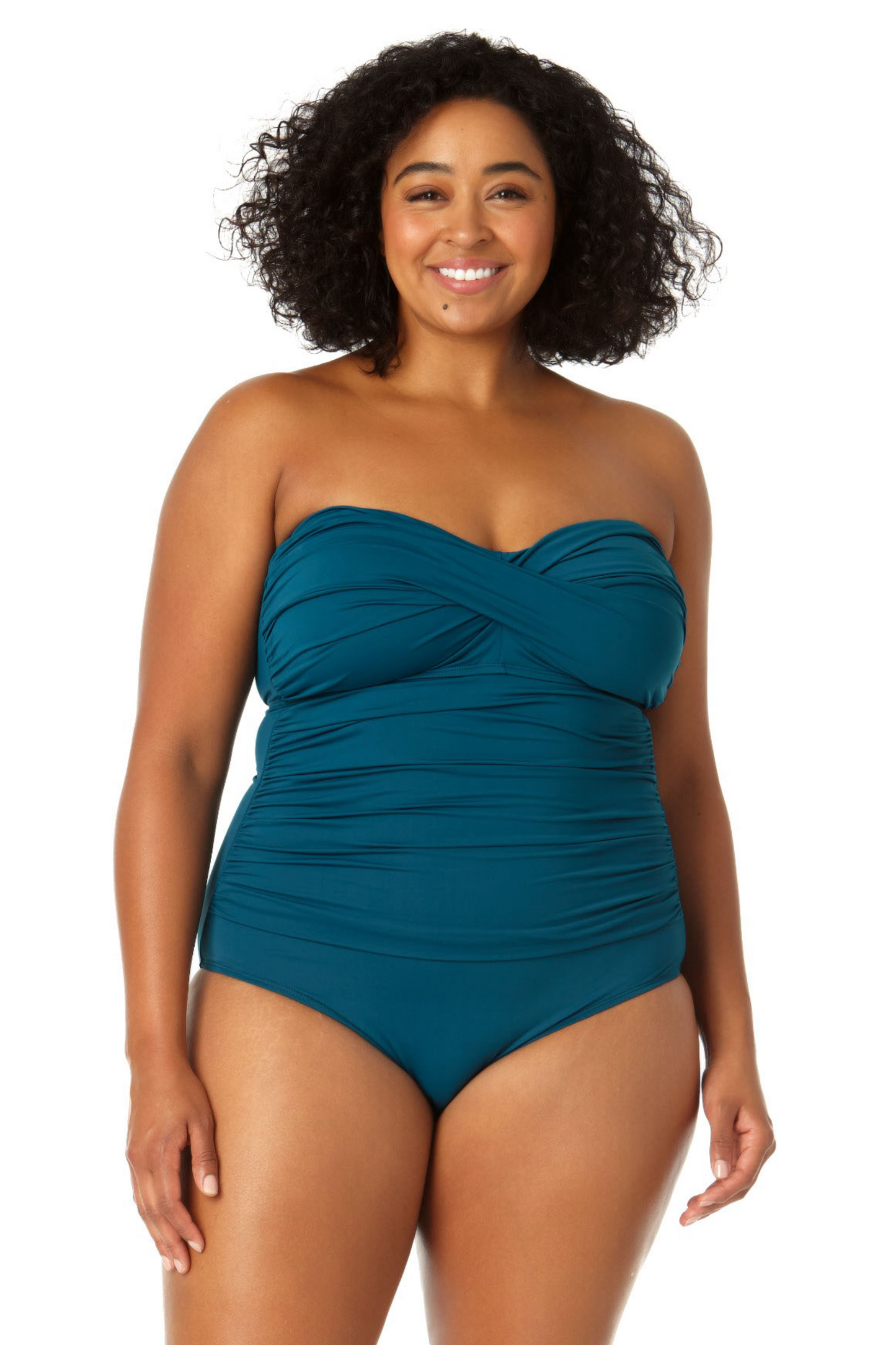 Anne Cole Plus - Twist Front Shirred One Piece
