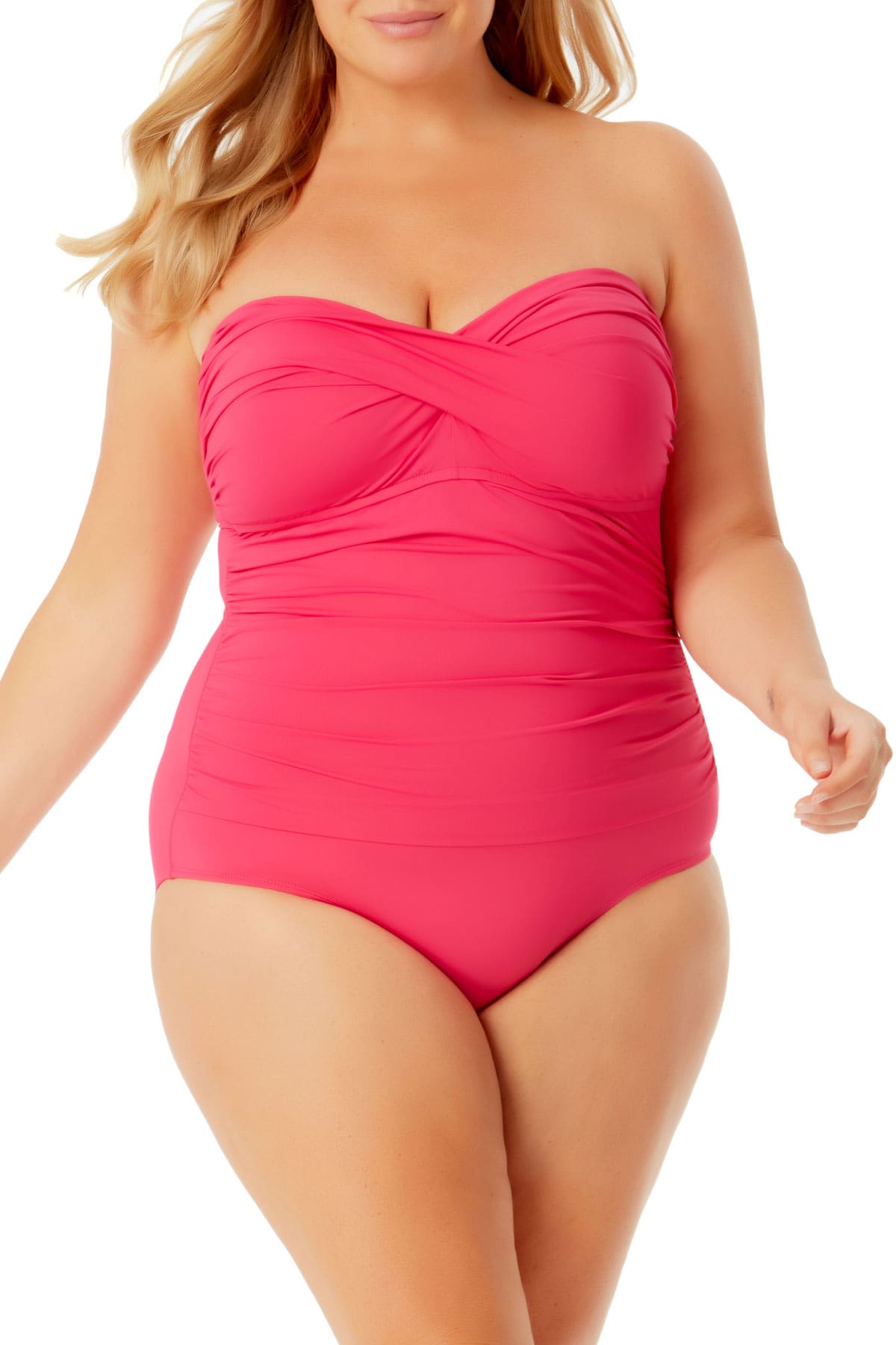 Anne Cole Plus - Twist Front Shirred One Piece