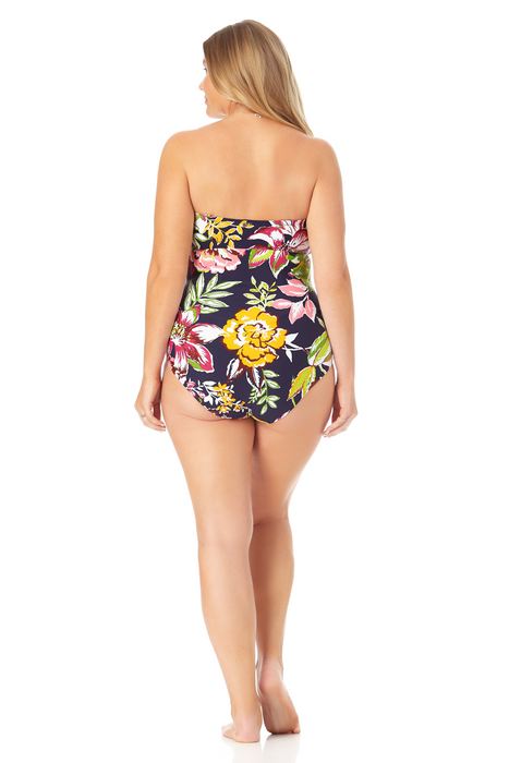 Anne Cole Plus - Twist Front Shirred One Piece Swimsuit