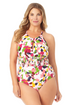 Anne Cole Plus - High Neck Smocked One Piece Swimsuit