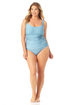 Anne Cole Plus - Scoop Neck Shirred One Piece Swimsuit