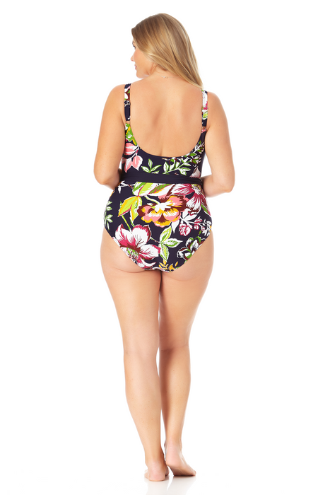 Anne Cole Plus - Ring Belt Scoop One Piece Swimsuit