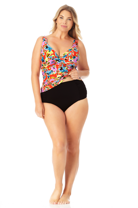 Anne Cole Plus - Twist Front Underwire Tankini Swim Top