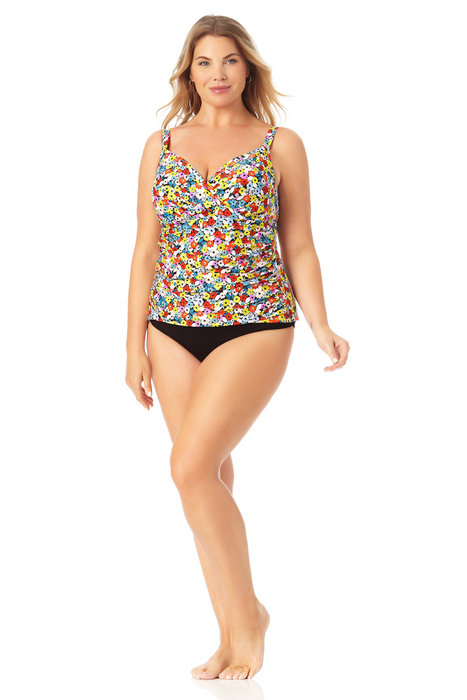 Anne Cole Plus - Twist Front Underwire Tankini Swim Top