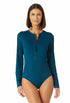 Anne Cole - Women's Long Sleeve Front Zip Rash Guard Swimsuit