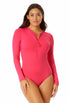 Anne Cole - Women's Long Sleeve Front Zip Rash Guard Swimsuit