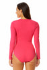 Anne Cole - Women's Long Sleeve Front Zip Rash Guard Swimsuit