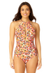 Anne Cole - Women's High Neck With Ruffled Straps One Piece Swimsuit