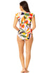 Anne Cole - Women's Flutter Sleeve Zip Up Rash Guard One Piece Swimsuit