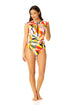Anne Cole - Women's Flutter Sleeve Zip Up Rash Guard One Piece Swimsuit