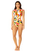 Anne Cole - Women's Flutter Sleeve Zip Up Rash Guard One Piece Swimsuit