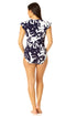 Anne Cole - Women's Flutter Sleeve Zip Up Rash Guard One Piece Swimsuit