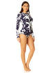 Anne Cole - Women's Long Sleeve Open Back One Piece Rash Guard Swimsuit