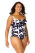 Anne Cole Plus - Women's Retro Twist Front Shirred One Piece Swimsuit