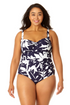 Anne Cole Plus - Women's Retro Twist Front Shirred One Piece Swimsuit