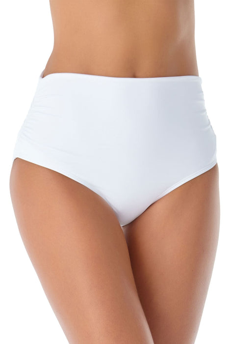 Anne Cole - Convertible High Waist Shirred Swim Bottom