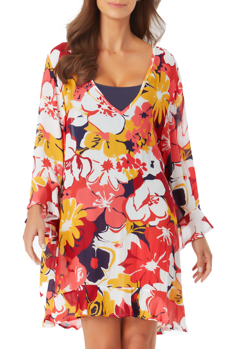 Anne Cole - Flounce V Neck Tunic Cover Up