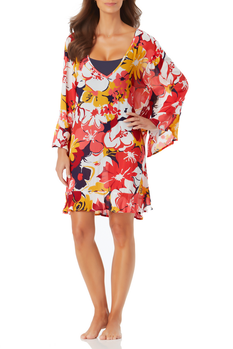 Anne Cole - Flounce V Neck Tunic Cover Up