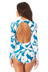 Anne Cole - Long Sleeve Open Back One Piece Rash Guard Swimsuit