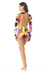 Anne Cole - Long Sleeve Open Back One Piece Rash Guard Swimsuit