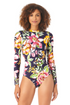 Anne Cole - Long Sleeve Open Back One Piece Rash Guard Swimsuit